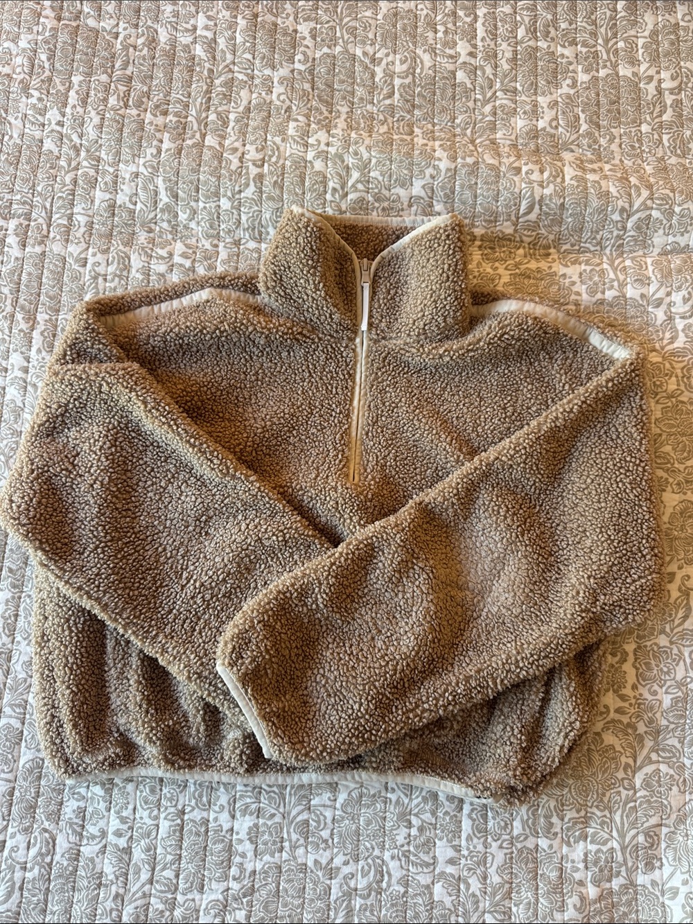 Old Navy Taupe Sherpa Half-Zip Jacket